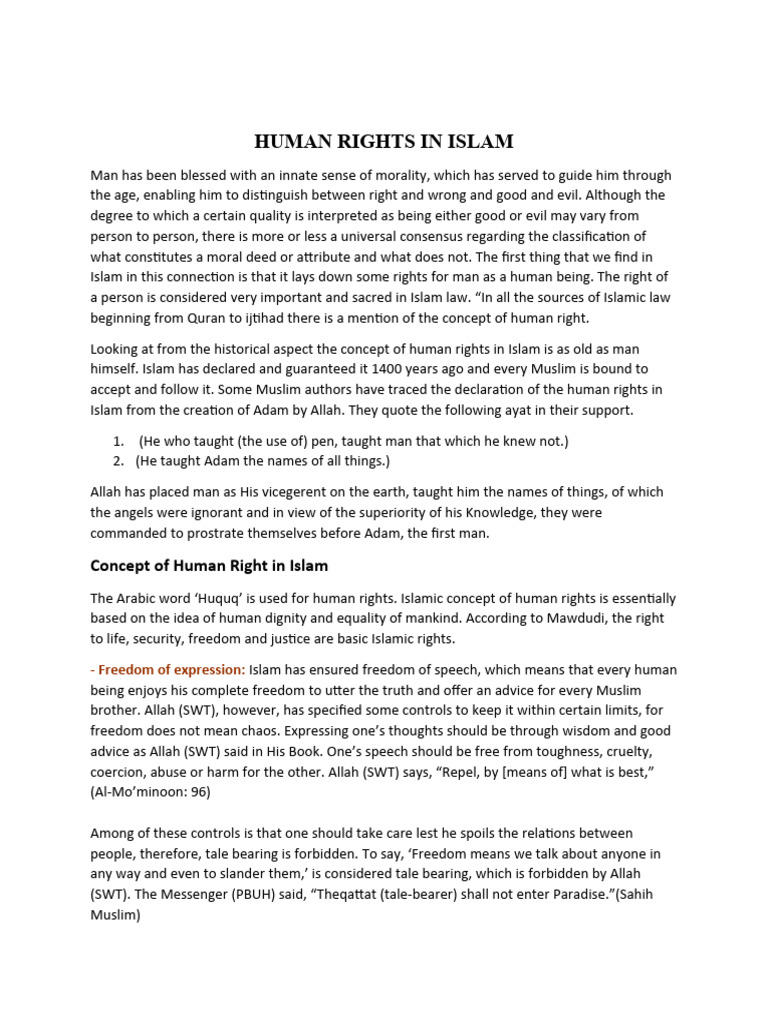 Human Rights in Islam | Download Free PDF | Adam | God In Islam