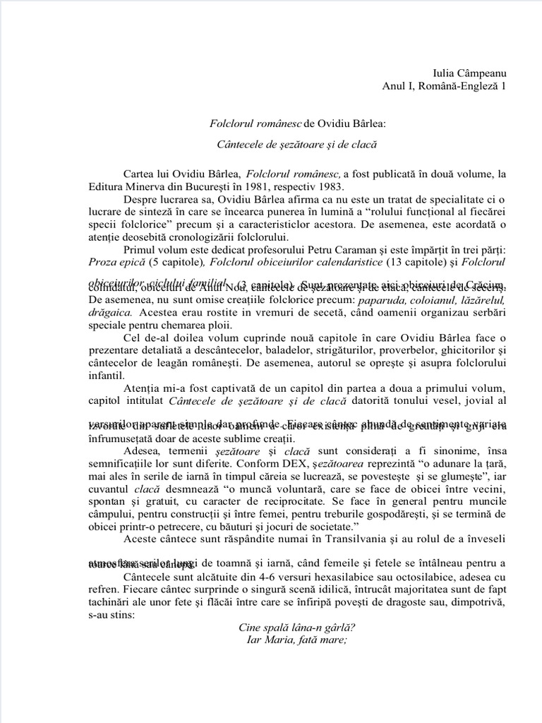 Vdocuments - MX Folclorul Romanesc de Ovidiu Barlea | PDF