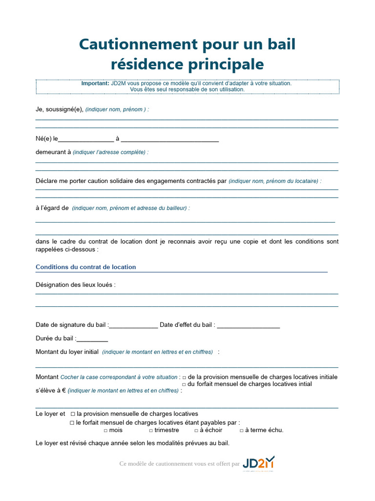 Modele cautionnement PDF