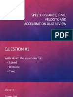 Speed Distance Time Velocity Quiz Review