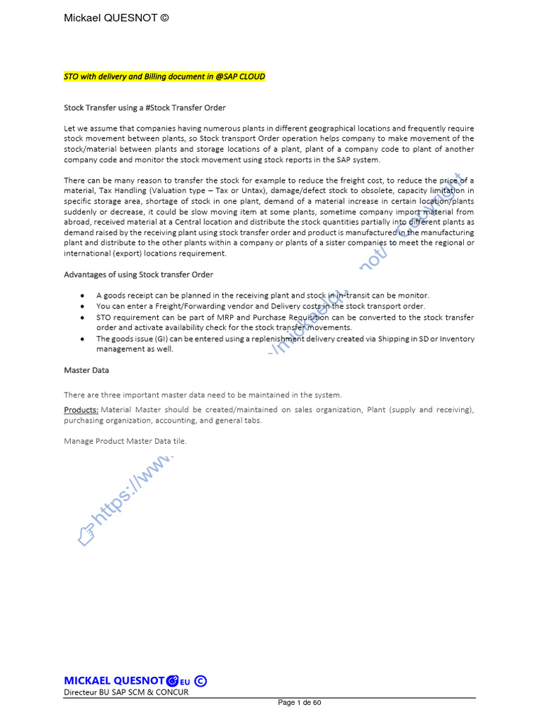 STO with delivery and Billing document (V2) PDF Supply Chain