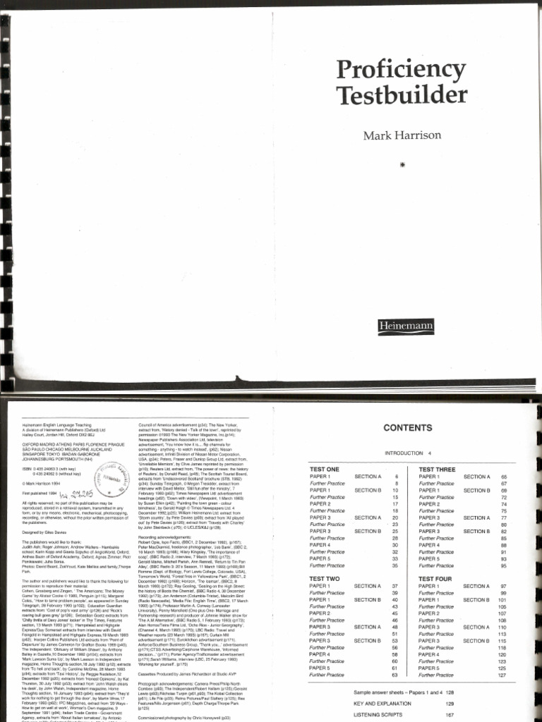 Mark Harrison - Proficiency Testbuilder 1 (1994) | PDF