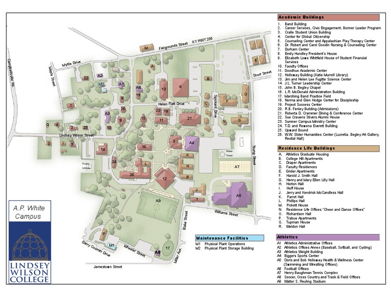 Lindsey Wilson College A P White Campus Map October 11