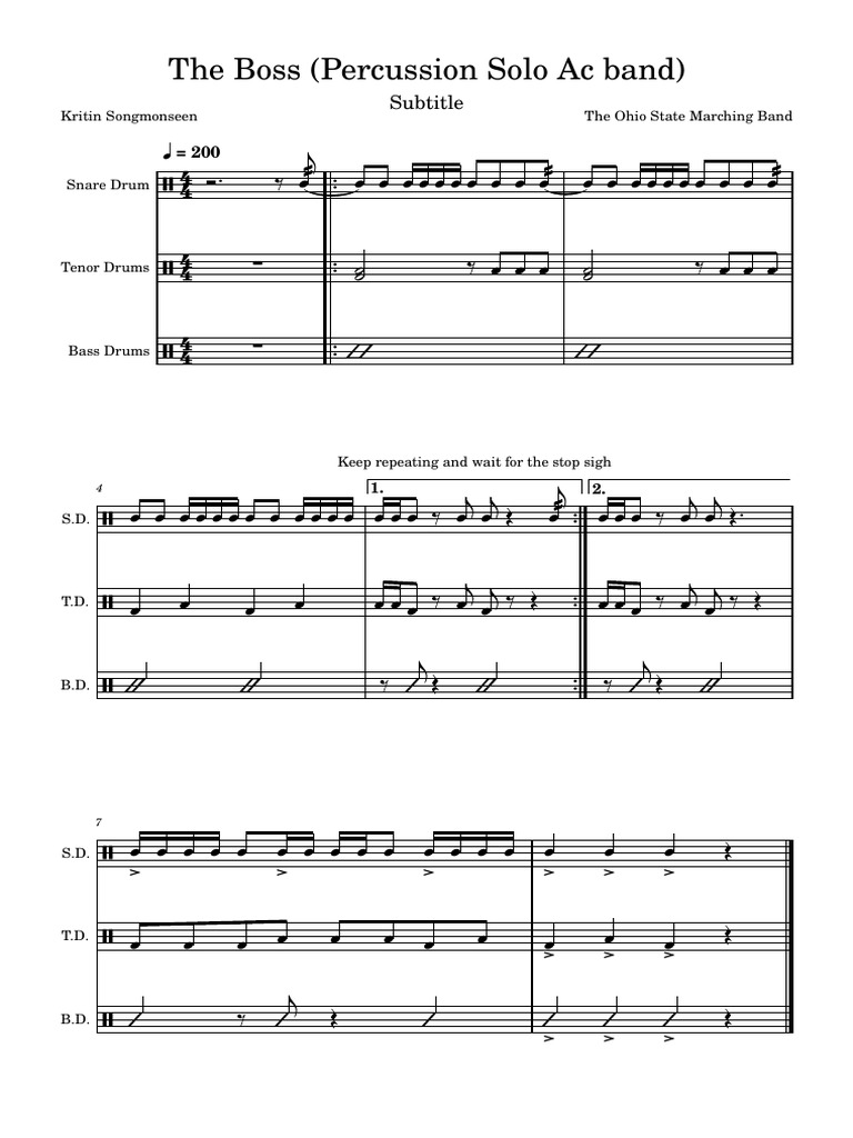 The Boss (Percussion Solo Ac Band) - Score - and - Parts | PDF