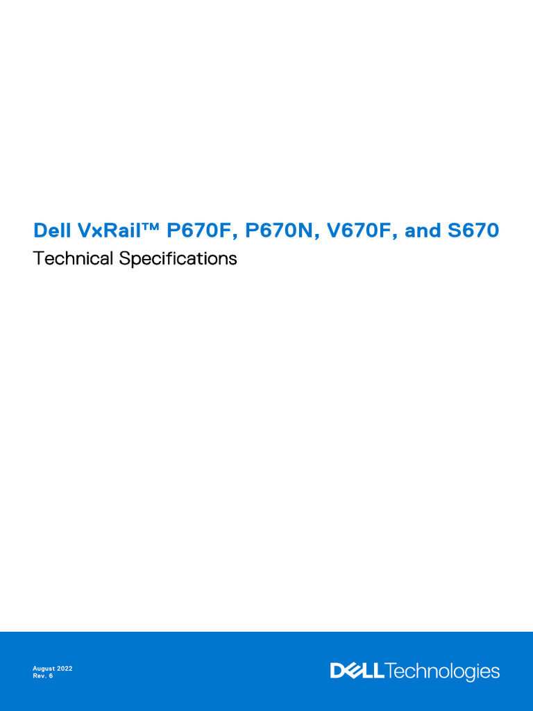Dell VxRail Technical Specifications | PDF | Solid State Drive | Usb