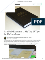 As A PHD Examiner My Top 25 Tips For PHD Students