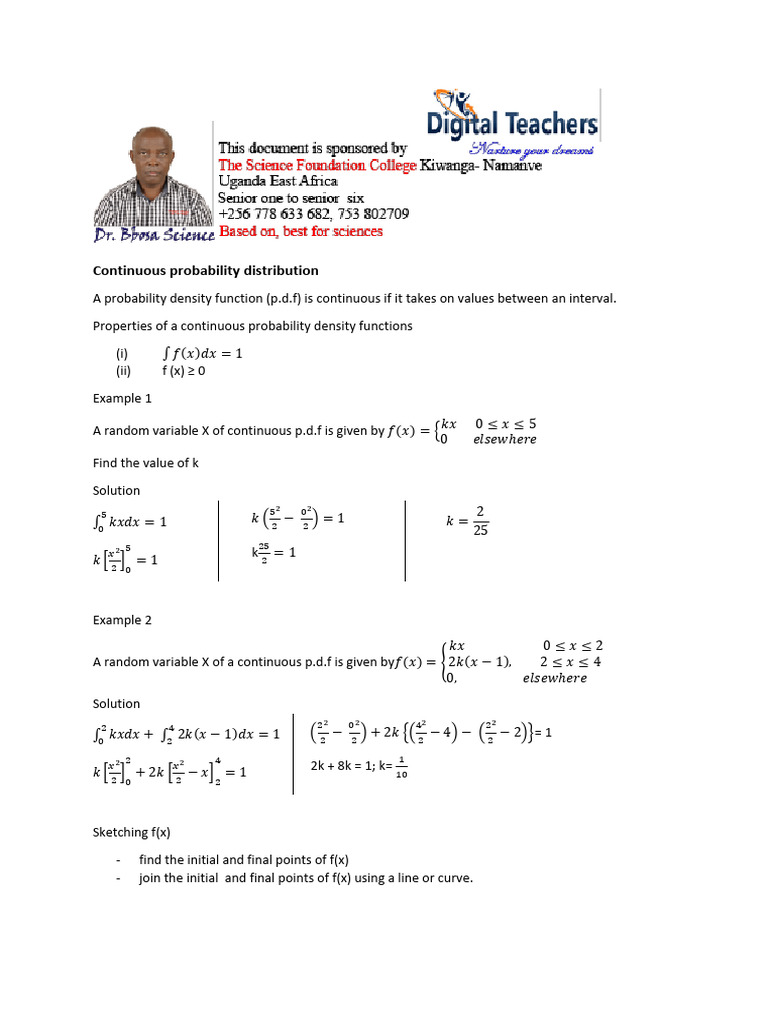 A level math paper 2 continuous probability distribution pdf