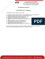 Lista de Exercicio II 2º Bimestre - Contabilidade Introdutoria 2023 - 1