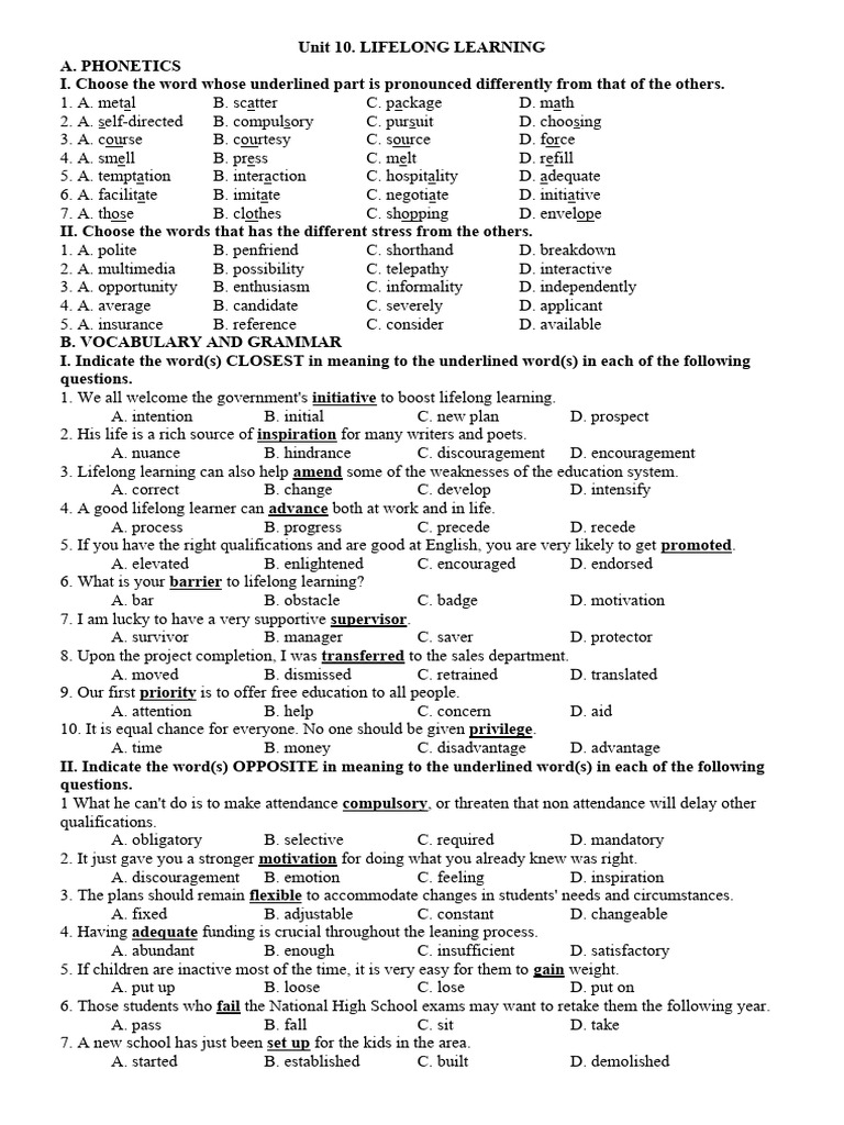 Lifelong Learning: Phonetics & Grammar | PDF | Learning | Study Skills