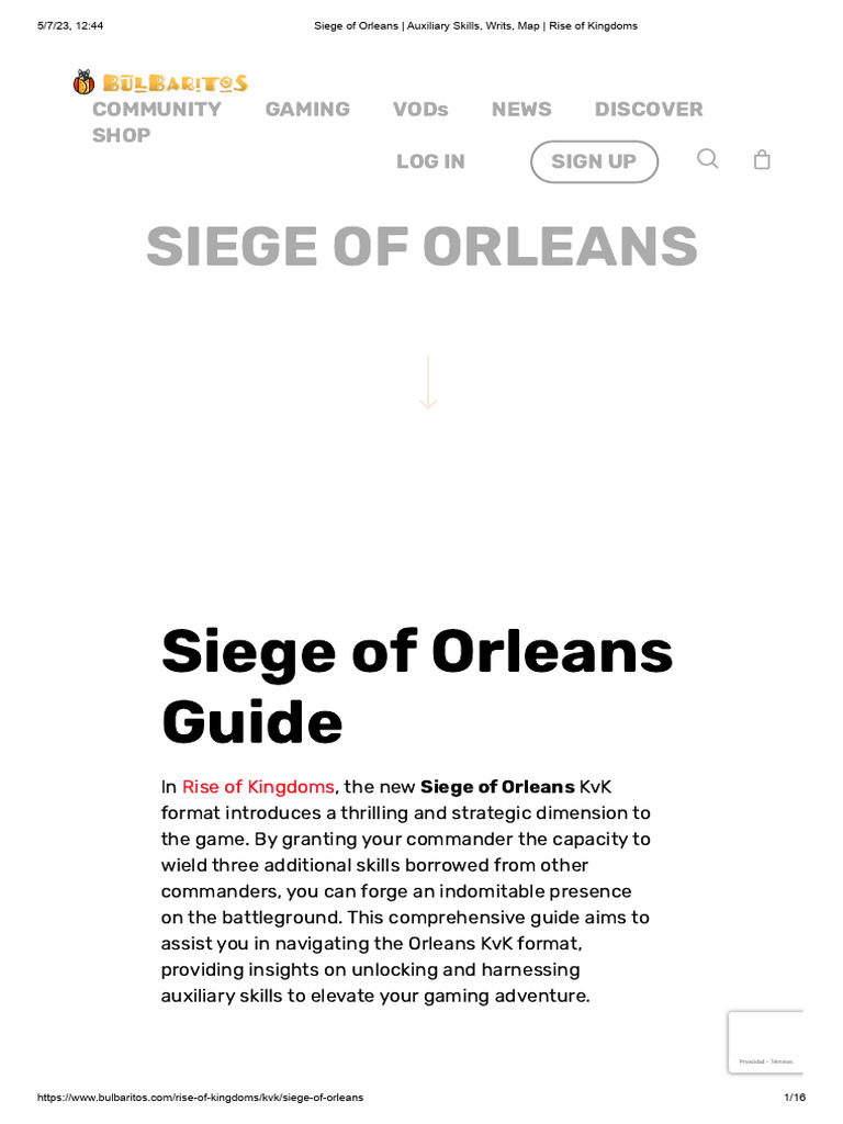Siege of Orleans _ Auxiliary Skills, Writs, Map _ Rise of Kingdoms PDF