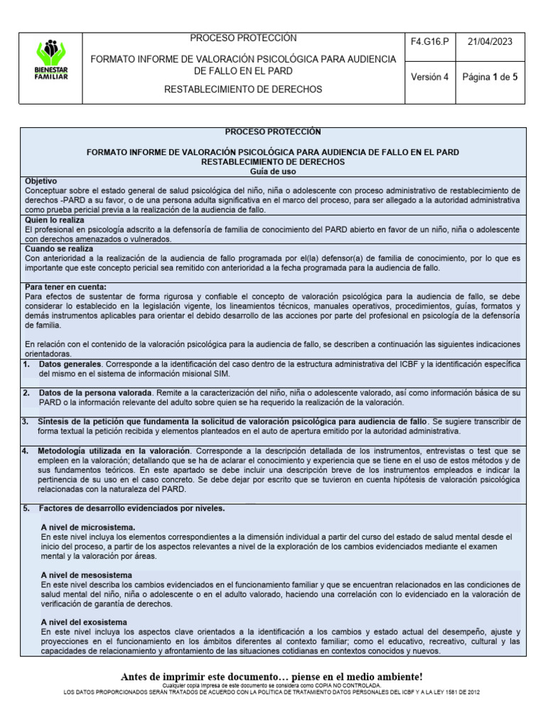 f4.g16.p Formato Informe Valoracion Psicologica para Audiencia de Fallo ...
