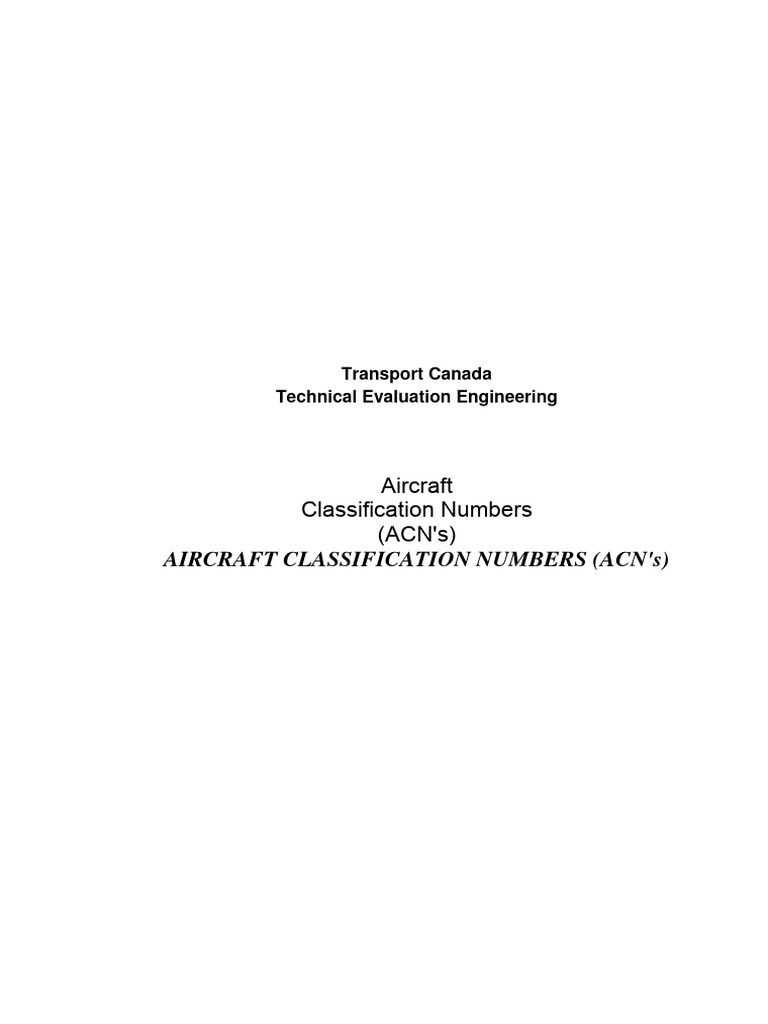 Aircraft classification numbers acn pdf