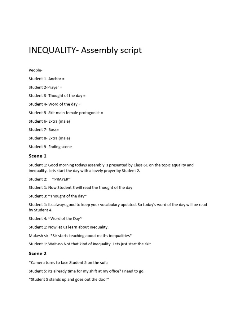 Gender Equality Skit for Assembly | PDF