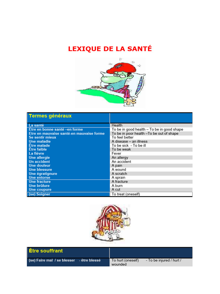 Lexique de la santé en français | PDF