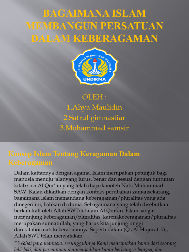 Persatuan dan persaudaraan dalam ajaran Islam