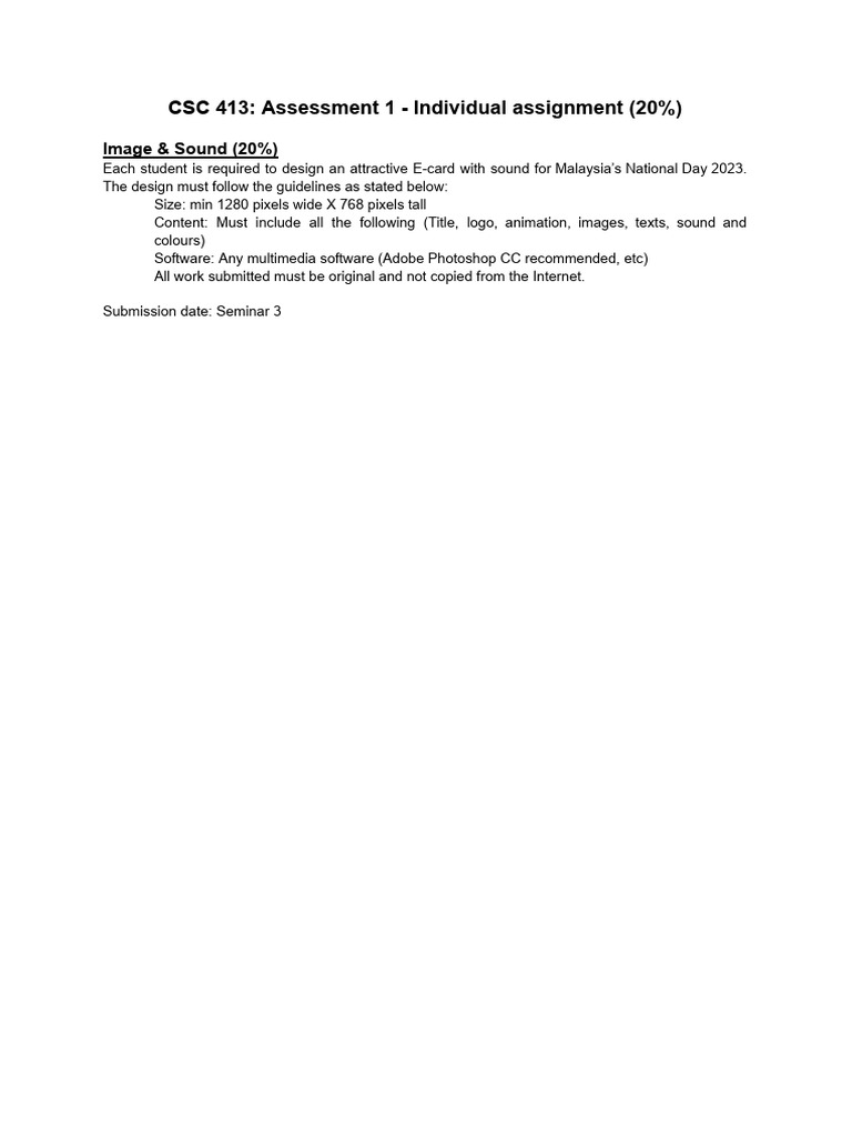 CSC 413 (Mar 23) Assessment 1 - Individual Assignment | PDF