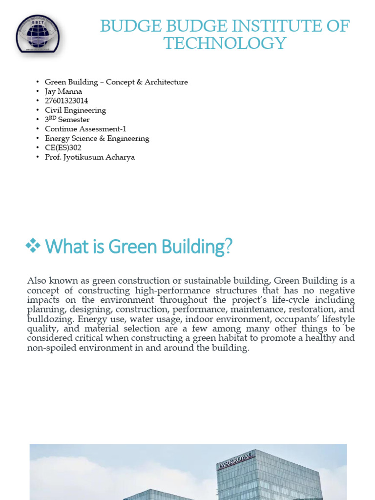 Image showcasing Green Building: Concepts and Benefits | PDF | Green Building | Recycling