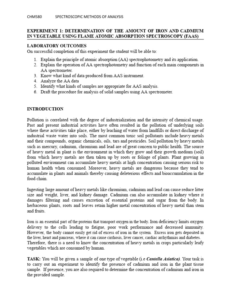 AAS Manual | PDF | Atomic Absorption Spectroscopy | Molecular Physics