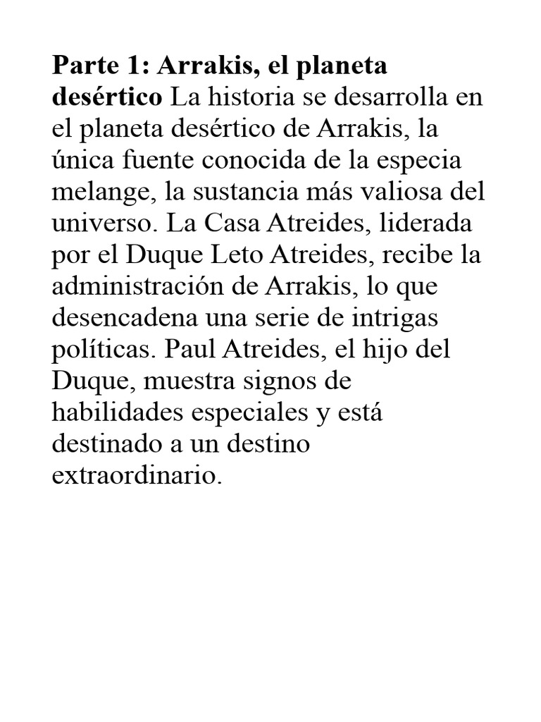 Dune Resumen Parte 1 PDF - 1
