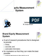 Brand Equity Measurement System: Lecture # 9