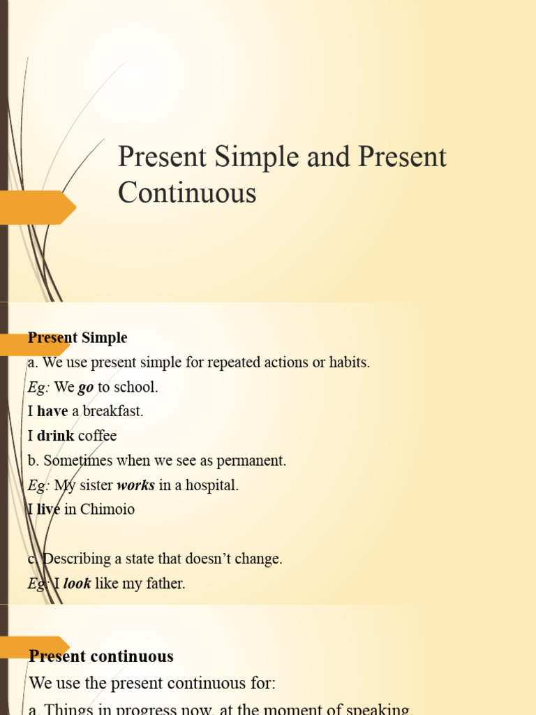 Present Simple vs Continuous Guide | PDF