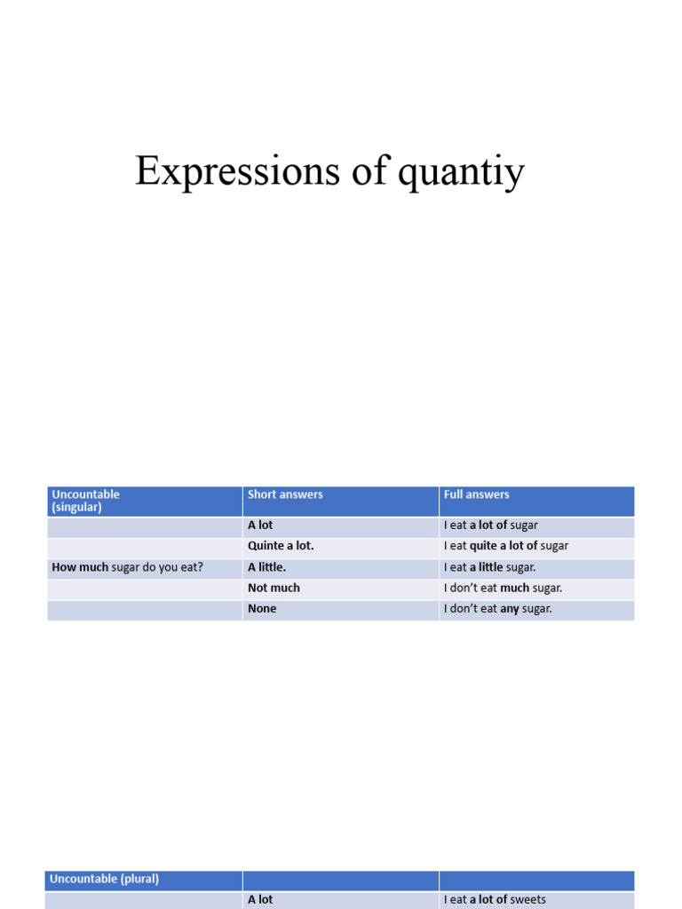 Expressions of Quantiy | PDF
