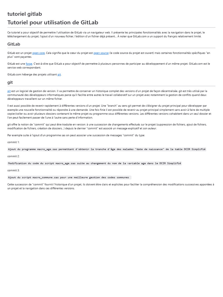 Tutoriel d'utilisation de GitLab | PDF | Informatique | Développement ...