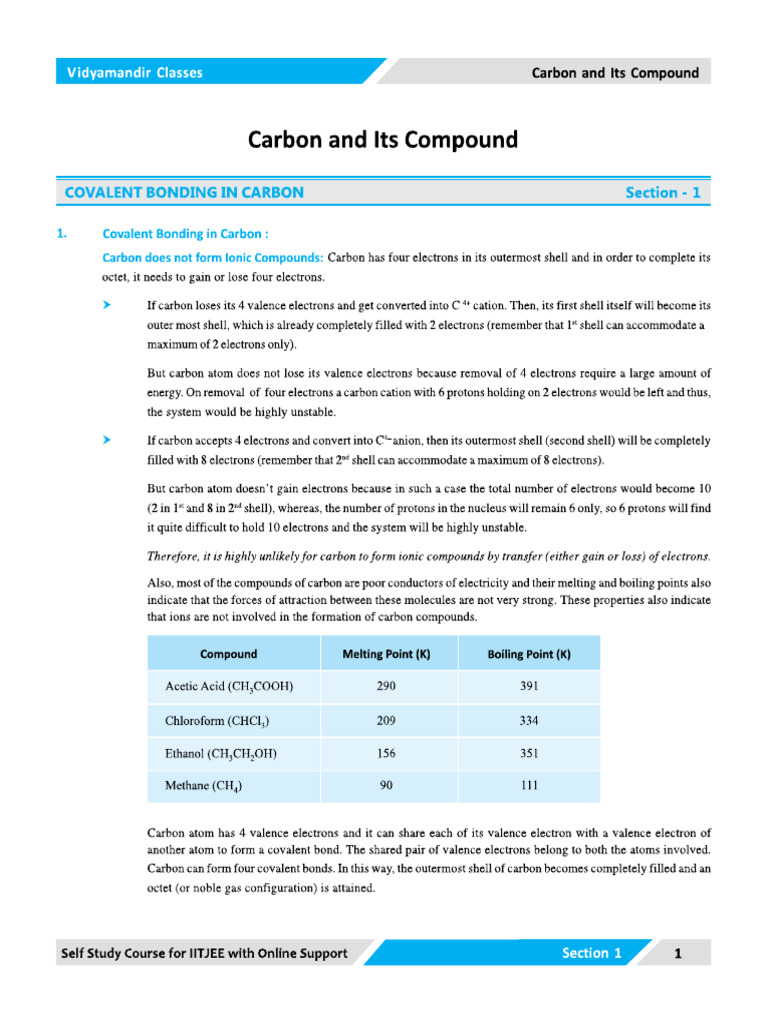 Carbon Its Compounds Pdf Pdf