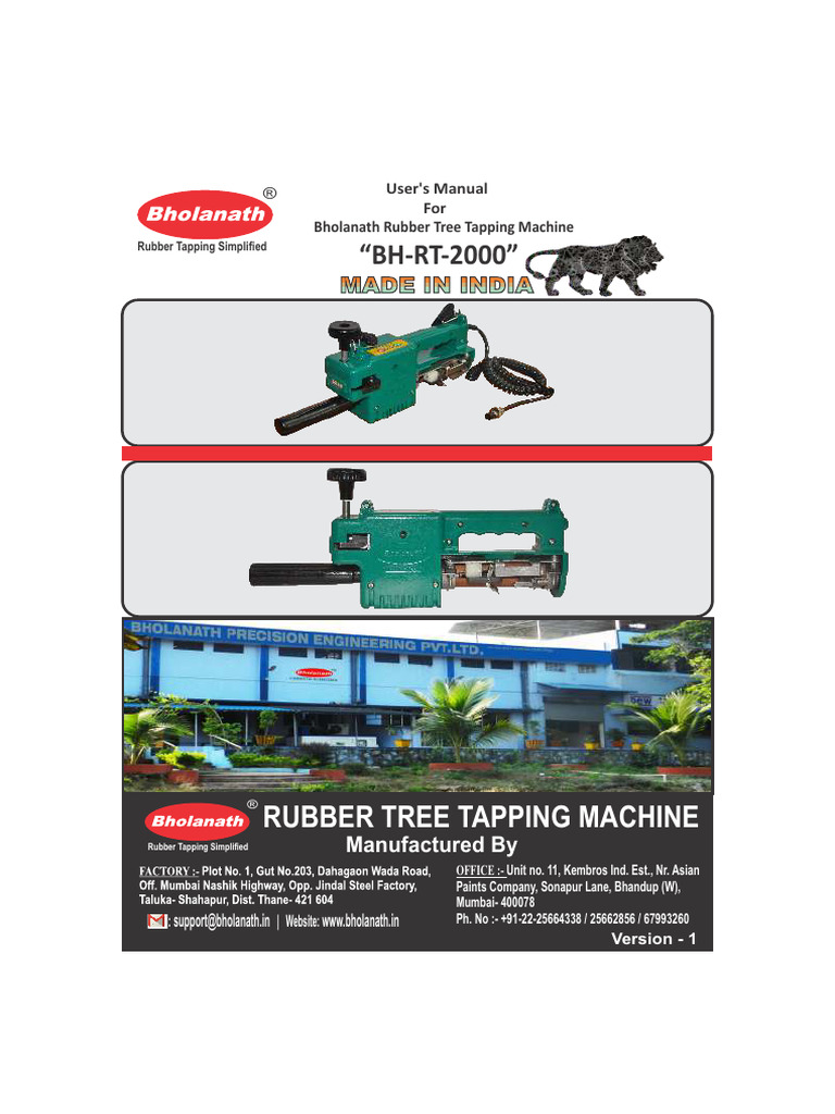 Rubber Tapping Machine User Manual | PDF