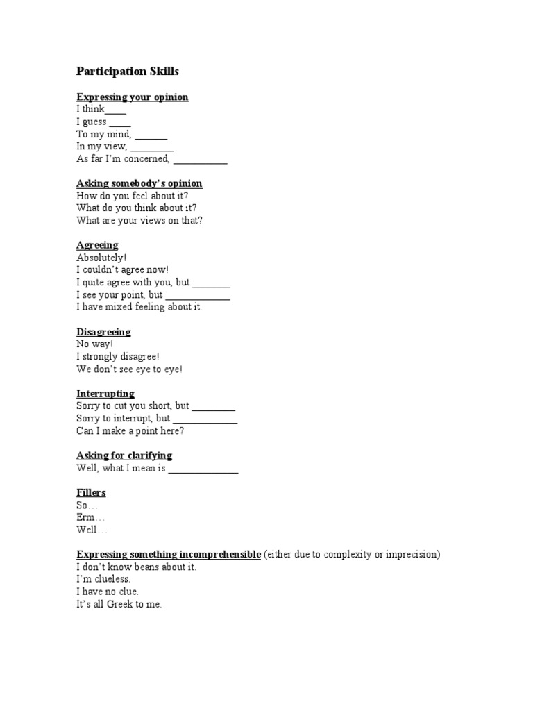Participation Skills | PDF