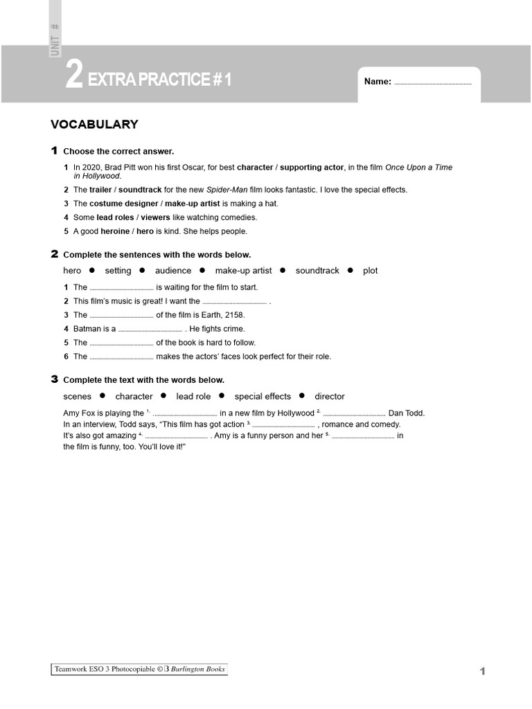 02teamwork3 ExtraPractice Unit2 | PDF