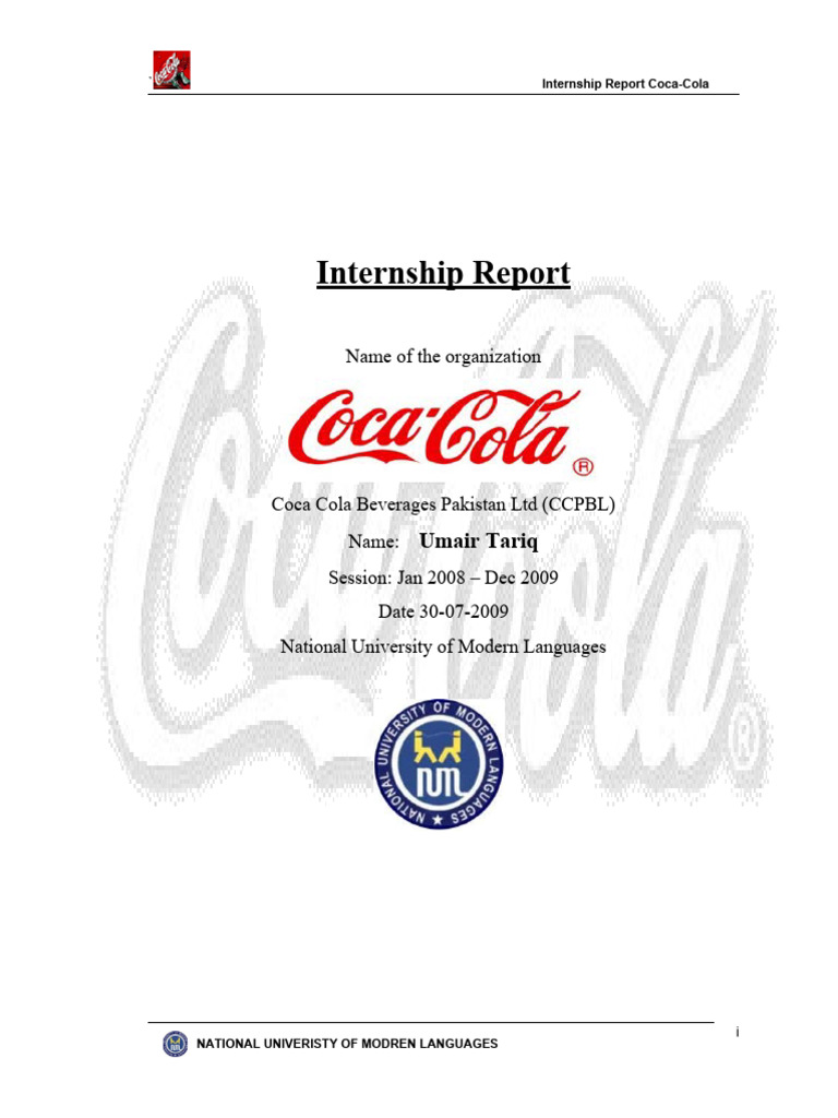 Coca cola internship pdf coca cola soft drink