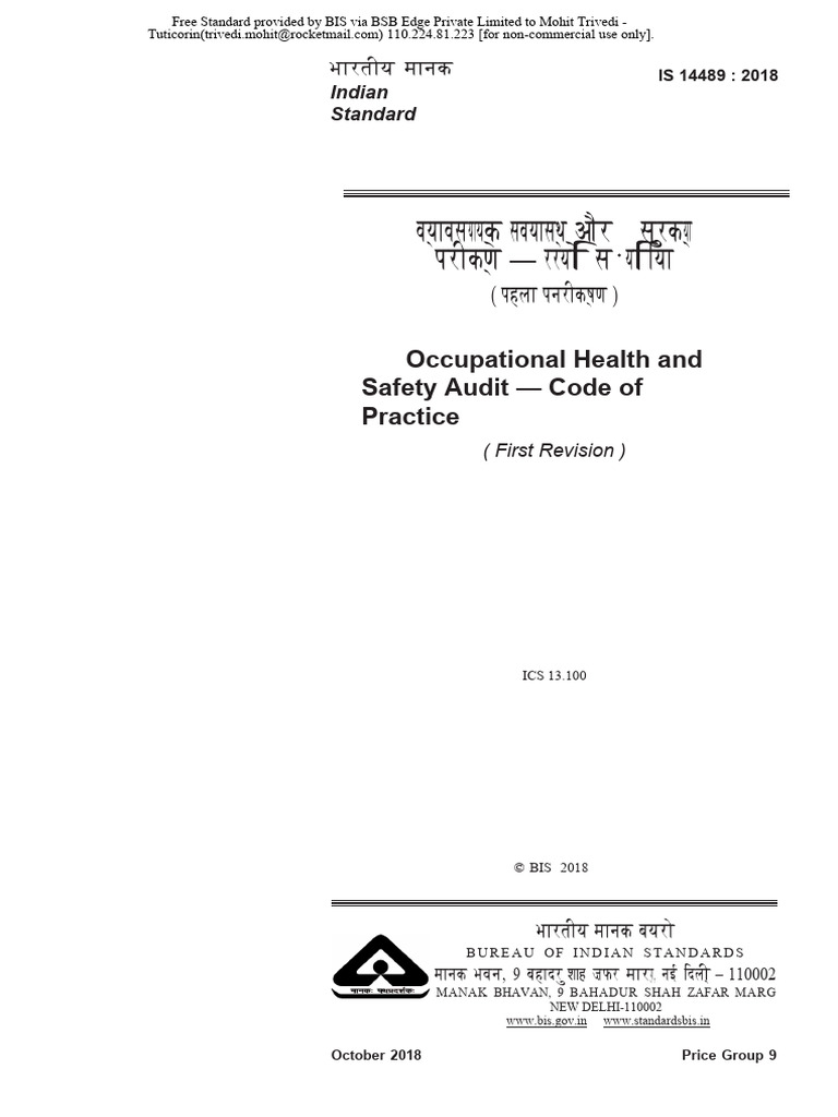 Occupational Health and Safety Audit Code of Practice Indian