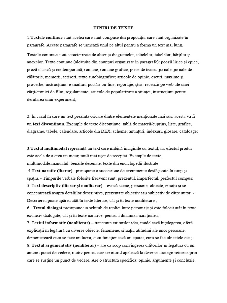Tipuri De Texte Argumentative