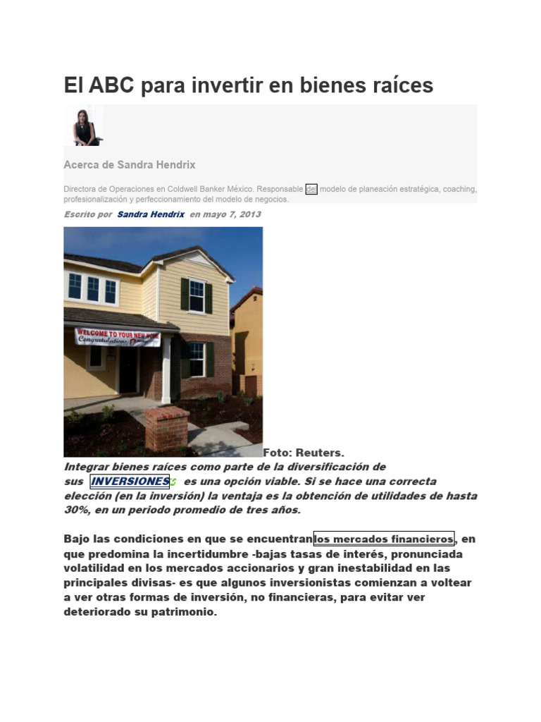 COLDWELL El ABC para Invertir en Bienes Raíces | PDF
