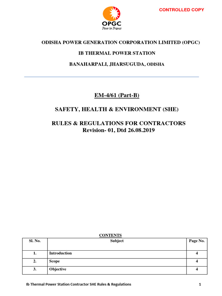 Contractor SHE Regulations Overview | PDF | Personal Protective ...