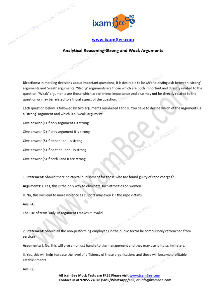 Analytical Reasoning Guide | PDF | Argument | Banks