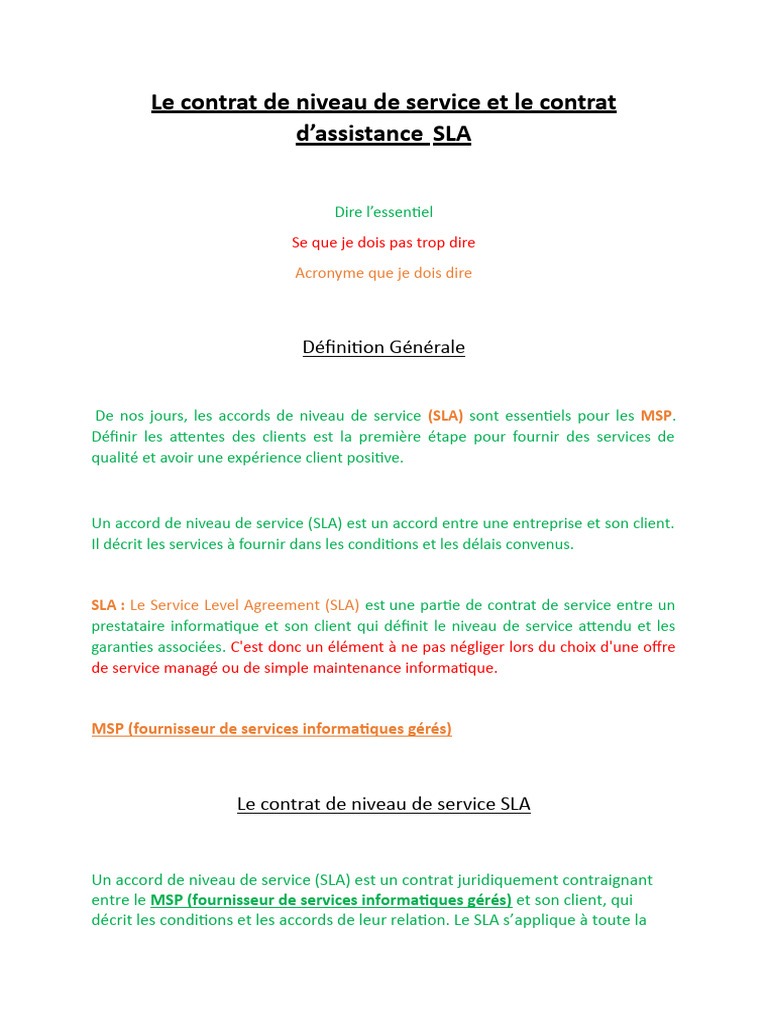 Contrat Service Et Assistance | PDF