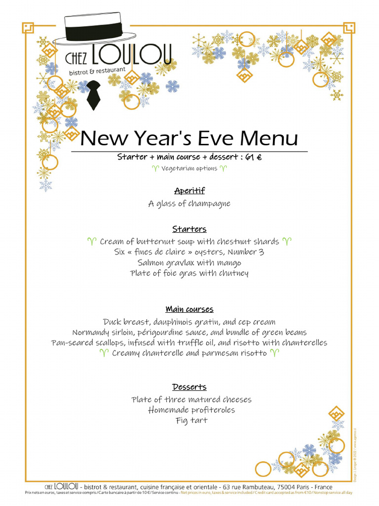 New Year's Eve Menu PDF