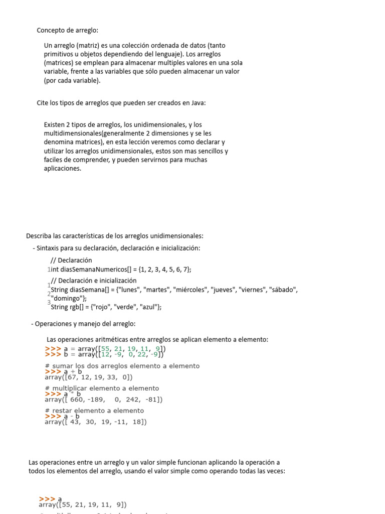 Arreglos Unidimensionales en Java | PDF | Métodos y materiales de enseñanza