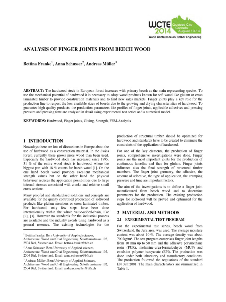 Analysis of Finger Joints From Beech Woo PDF