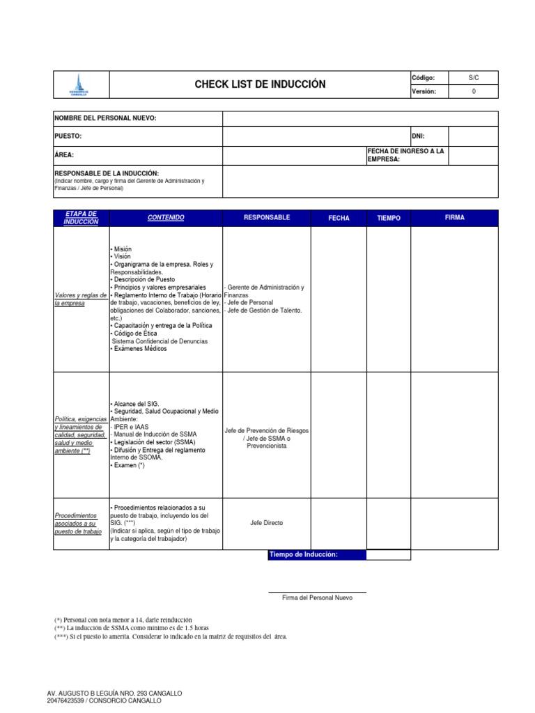 Inducción Laboral y Procedimientos SSMA | PDF | Economias | Business