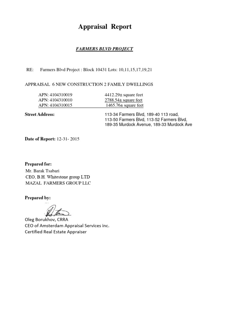 Appraisal Report: Street Address | PDF