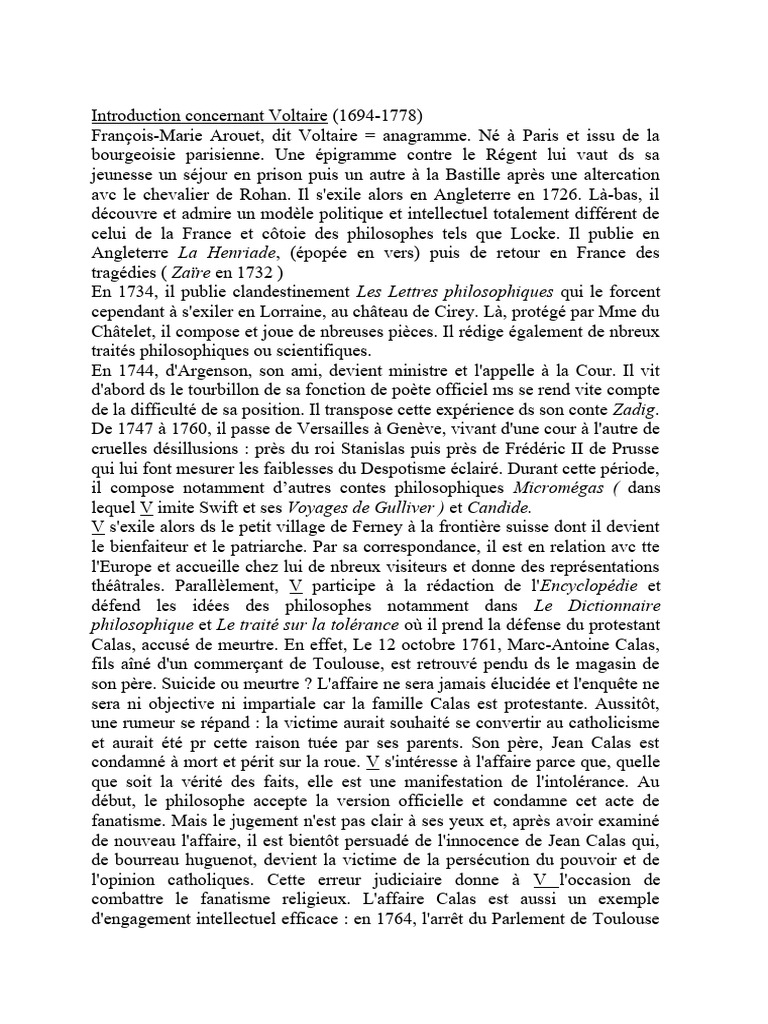 Biographie Voltaire | PDF