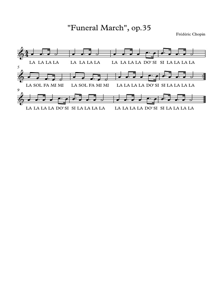 Funeral March Recorder Score PDF