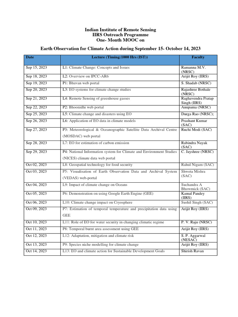 Lecture Schedule PDF