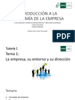 Tutoría 1 TEMA 1 LA EMPRESA, SU ENTORNO Y SU DIRECCIÓN 2022 2023