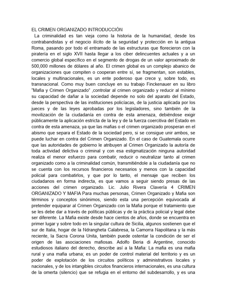 Estructura del Crimen Organizado | PDF | Mafia | Comercio ilegal de drogas