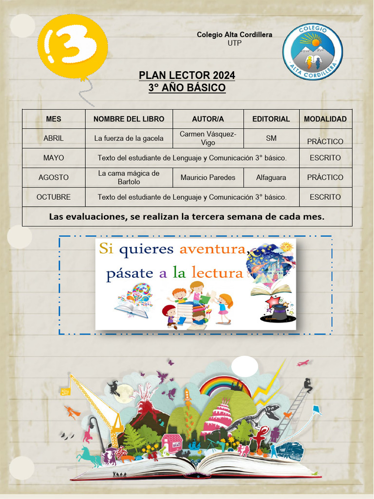 Plan Lector 2024 para 3° Básico | PDF