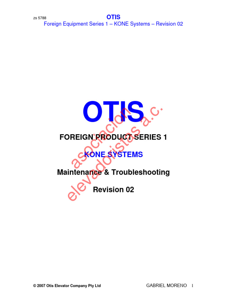 KONE Maintenance Manual OTIS PDF Elevator Menu